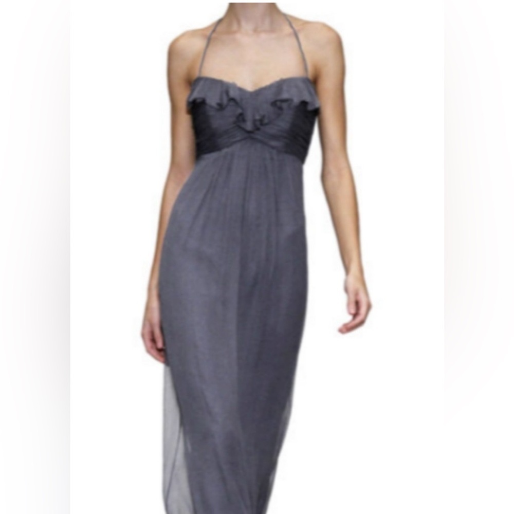 Amsale Chiffon Gown Slate Gray Size 4 Euc